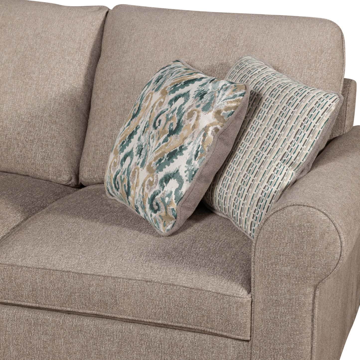 Scott Living Canapé-lit sectionnel Haven 2 pièces orienté vers la gauche en tissu chenille avec méridienne de rangement - Taupe | Canapé-lit sectionnel gauche Haven de Scott Living 2 pièces en tissu chenille avec chaise longue de rangement - taupe