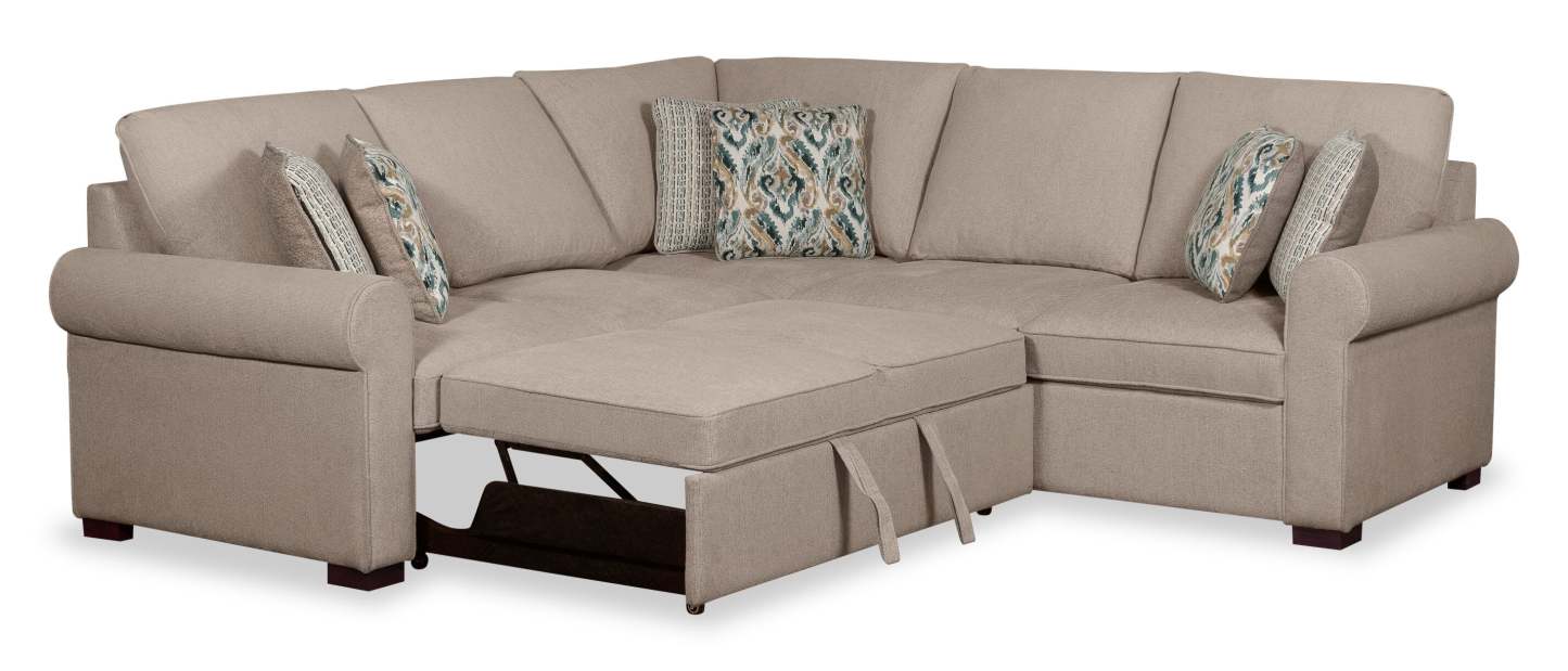 Scott Living Haven 2-Piece Left-Facing Chenille Fabric Sleeper Sectional - Taupe | Canapé-lit sectionnel de gauche Haven de Scott Living 2 pièces en tissu de chenille - taupe