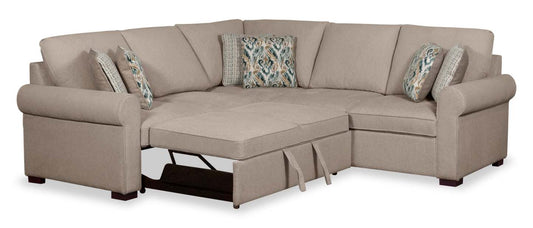 Scott Living Haven 2-Piece Left-Facing Chenille Fabric Sleeper Sectional - Taupe | Canapé-lit sectionnel de gauche Haven de Scott Living 2 pièces en tissu de chenille - taupe