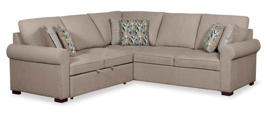 Scott Living Haven 2-Piece Left-Facing Chenille Fabric Sleeper Sectional - Taupe | Canapé-lit sectionnel de gauche Haven de Scott Living 2 pièces en tissu de chenille - taupe