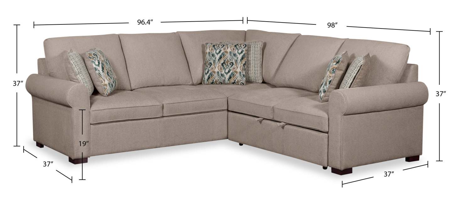 Sofa-lit sectionnel de droite Haven de Scott Living 2 pièces en tissu de chenille - taupe