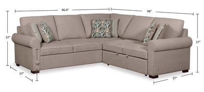 Sofa-lit sectionnel de droite Haven de Scott Living 2 pièces en tissu de chenille - taupe