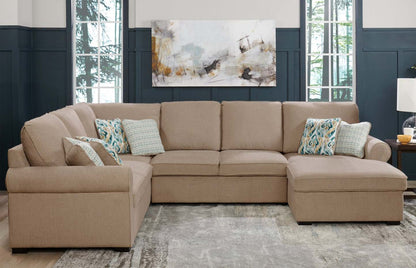 Scott Living Haven 3-Piece Right-Facing Chenille Fabric Sleeper Sectional with Storage Chaise - Taupe | Canapé-lit sectionnel de droite Haven de Scott Living 3 pièces en tissu de chenille avec chaise longue de rangement - taupe