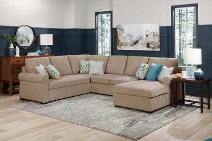 Scott Living Haven 3-Piece Right-Facing Chenille Fabric Sleeper Sectional with Storage Chaise - Taupe | Canapé-lit sectionnel de droite Haven de Scott Living 3 pièces en tissu de chenille avec chaise longue de rangement - taupe