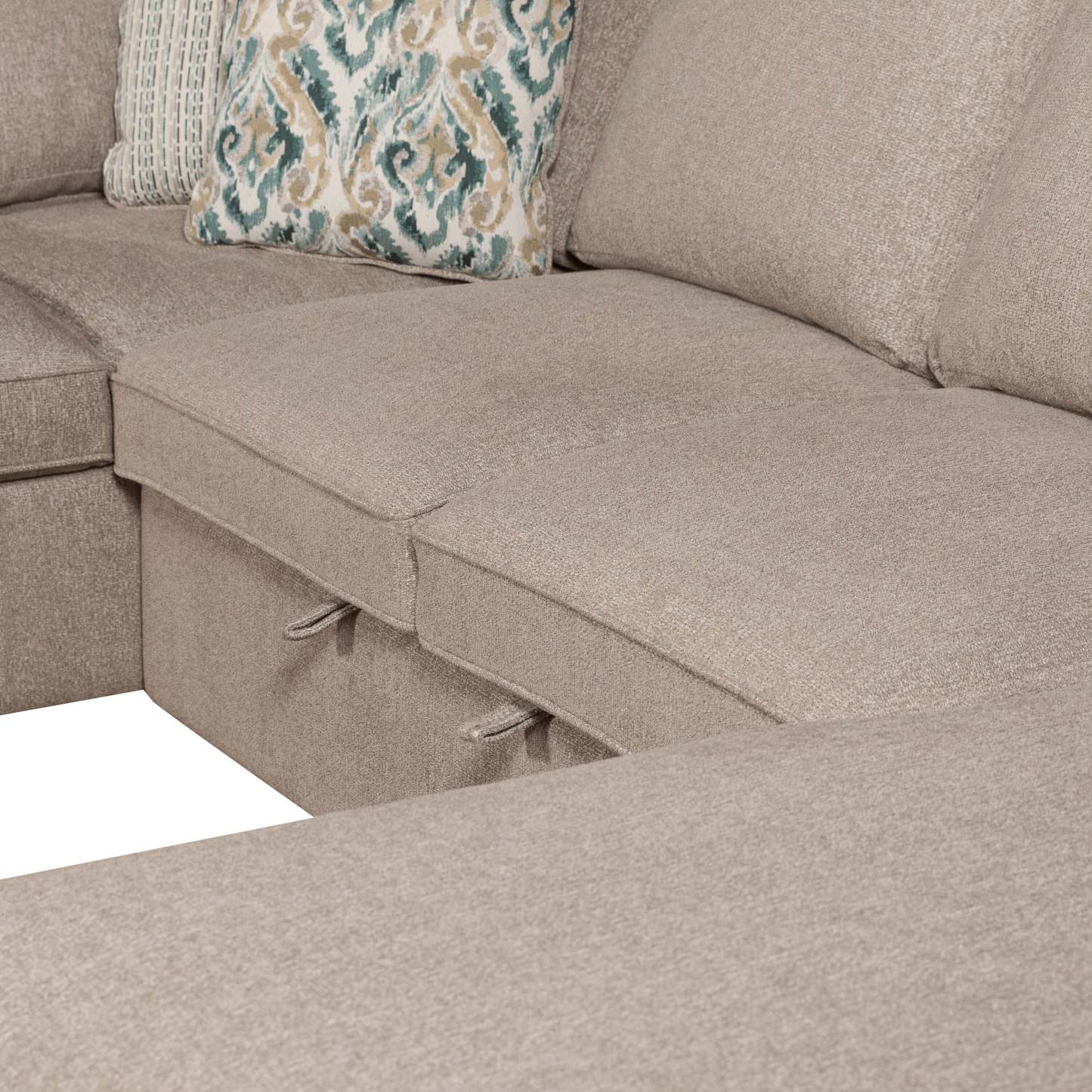 Scott Living Haven 3-Piece Right-Facing Chenille Fabric Sleeper Sectional with Storage Chaise - Taupe | Canapé-lit sectionnel de droite Haven de Scott Living 3 pièces en tissu de chenille avec chaise longue de rangement - taupe