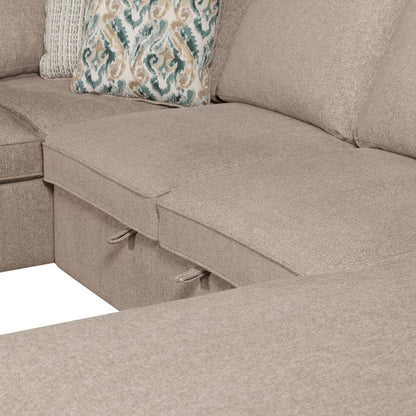 Scott Living Haven 3-Piece Right-Facing Chenille Fabric Sleeper Sectional with Storage Chaise - Taupe | Canapé-lit sectionnel de droite Haven de Scott Living 3 pièces en tissu de chenille avec chaise longue de rangement - taupe