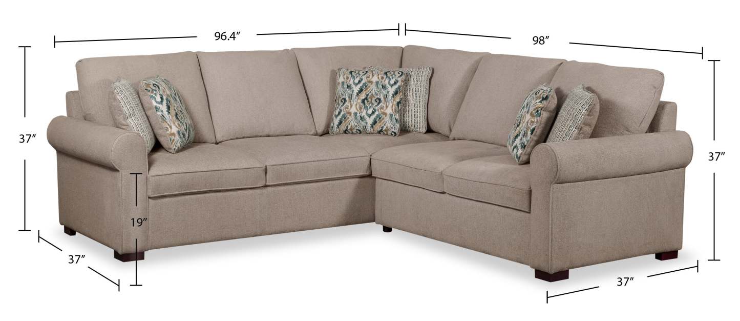 Scott Living Haven 2-Piece Left-Facing Chenille Fabric Sectional - Taupe | Canapé sectionnel de gauche Haven de Scott Living 2 pièces en tissu de chenille - taupe