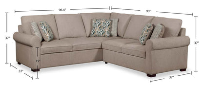 Scott Living Haven 2-Piece Left-Facing Chenille Fabric Sectional - Taupe | Canapé sectionnel de gauche Haven de Scott Living 2 pièces en tissu de chenille - taupe