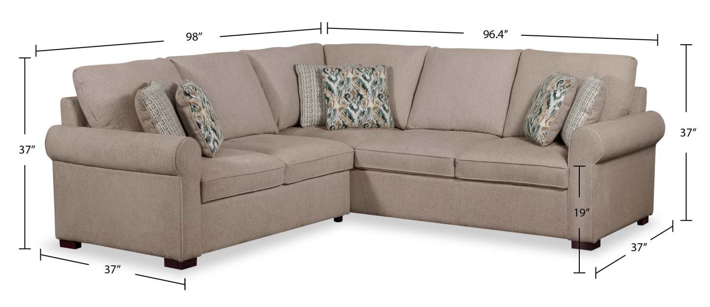 Scott Living Haven 2-Piece Right-Facing Chenille Fabric Sectional - Taupe | Canapé sectionnel de droite Haven de Scott Living 2 pièces en tissu de chenille - taupe