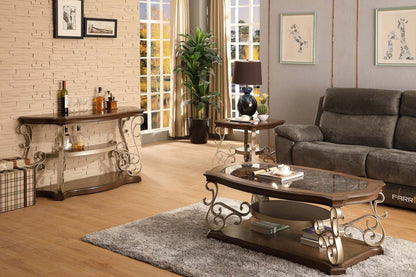 Heidi 54 Ornate Sofa Table with Shelf - Marron et Champagne avec pieds en métal|Table de salon ornée Heidi de 54 po avec tablette - brune et champagne avec pattes en métal