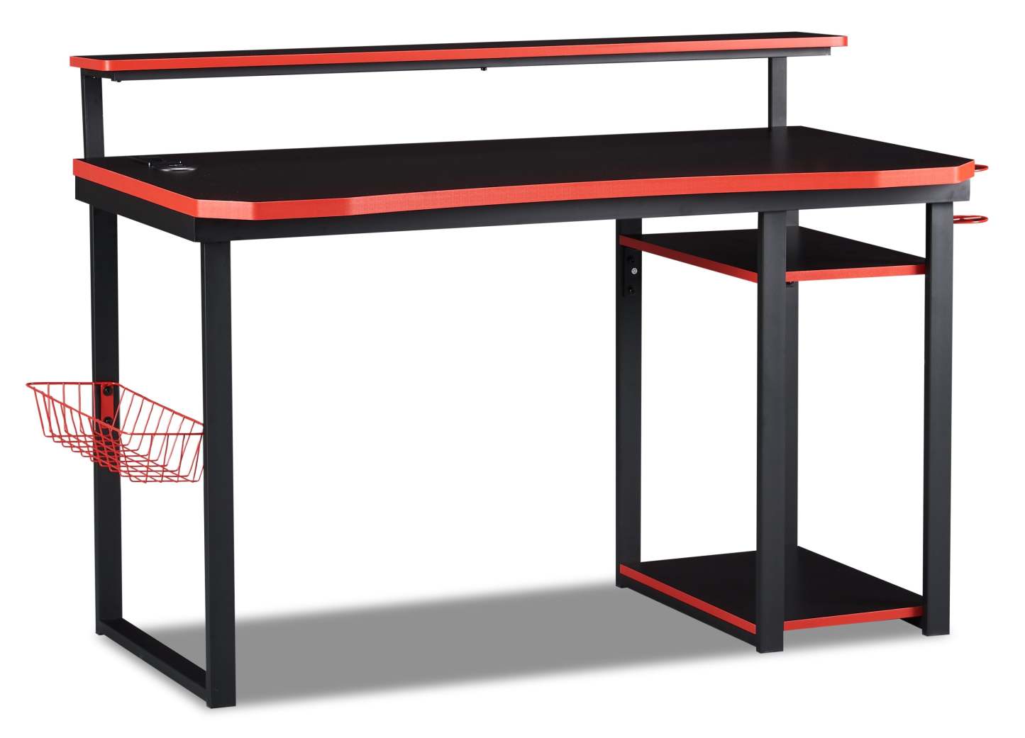 Herman 50 Gaming Office Desk - Black with Red Trim|Bureau de jeu Herman de 50 po - noir avec bordure rouge