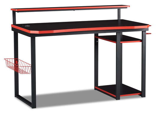 Herman 50 Gaming Office Desk - Black with Red Trim|Bureau de jeu Herman de 50 po - noir avec bordure rouge