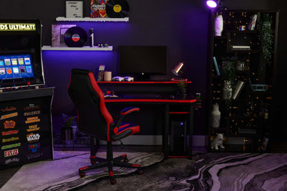 Herman 50 Gaming Office Desk - Black with Red Trim|Bureau de jeu Herman de 50 po - noir avec bordure rouge
