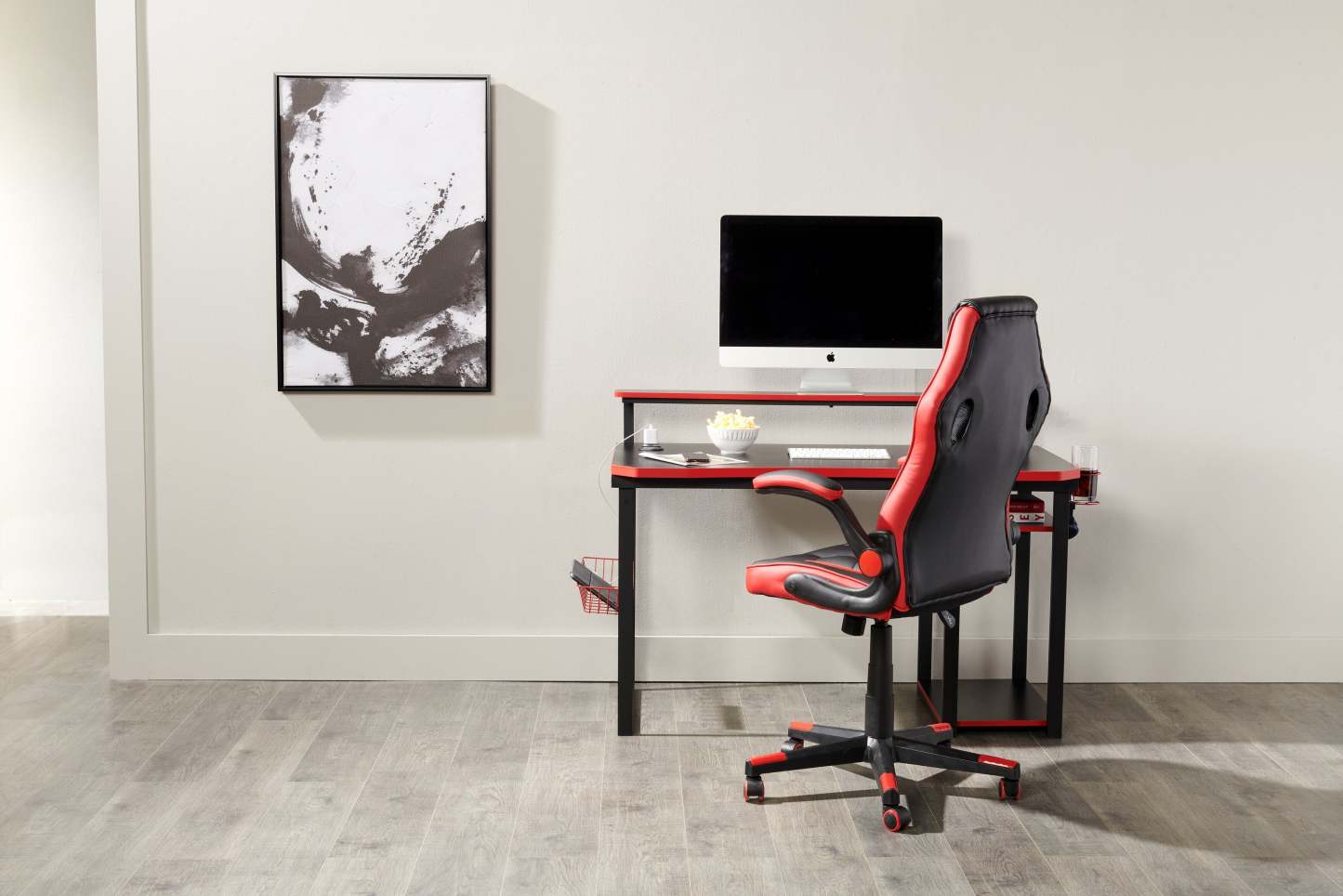 Herman 50 Gaming Office Desk - Black with Red Trim|Bureau de jeu Herman de 50 po - noir avec bordure rouge