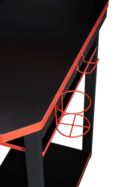Herman 50 Gaming Office Desk - Black with Red Trim|Bureau de jeu Herman de 50 po - noir avec bordure rouge
