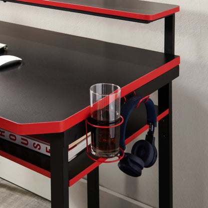 Herman 50 Gaming Office Desk - Black with Red Trim|Bureau de jeu Herman de 50 po - noir avec bordure rouge