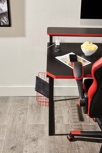Herman 50 Gaming Office Desk - Black with Red Trim|Bureau de jeu Herman de 50 po - noir avec bordure rouge