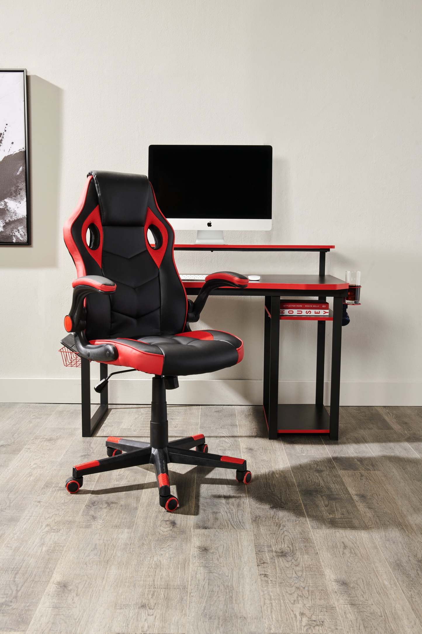 Herman 50 Gaming Office Desk - Black with Red Trim|Bureau de jeu Herman de 50 po - noir avec bordure rouge