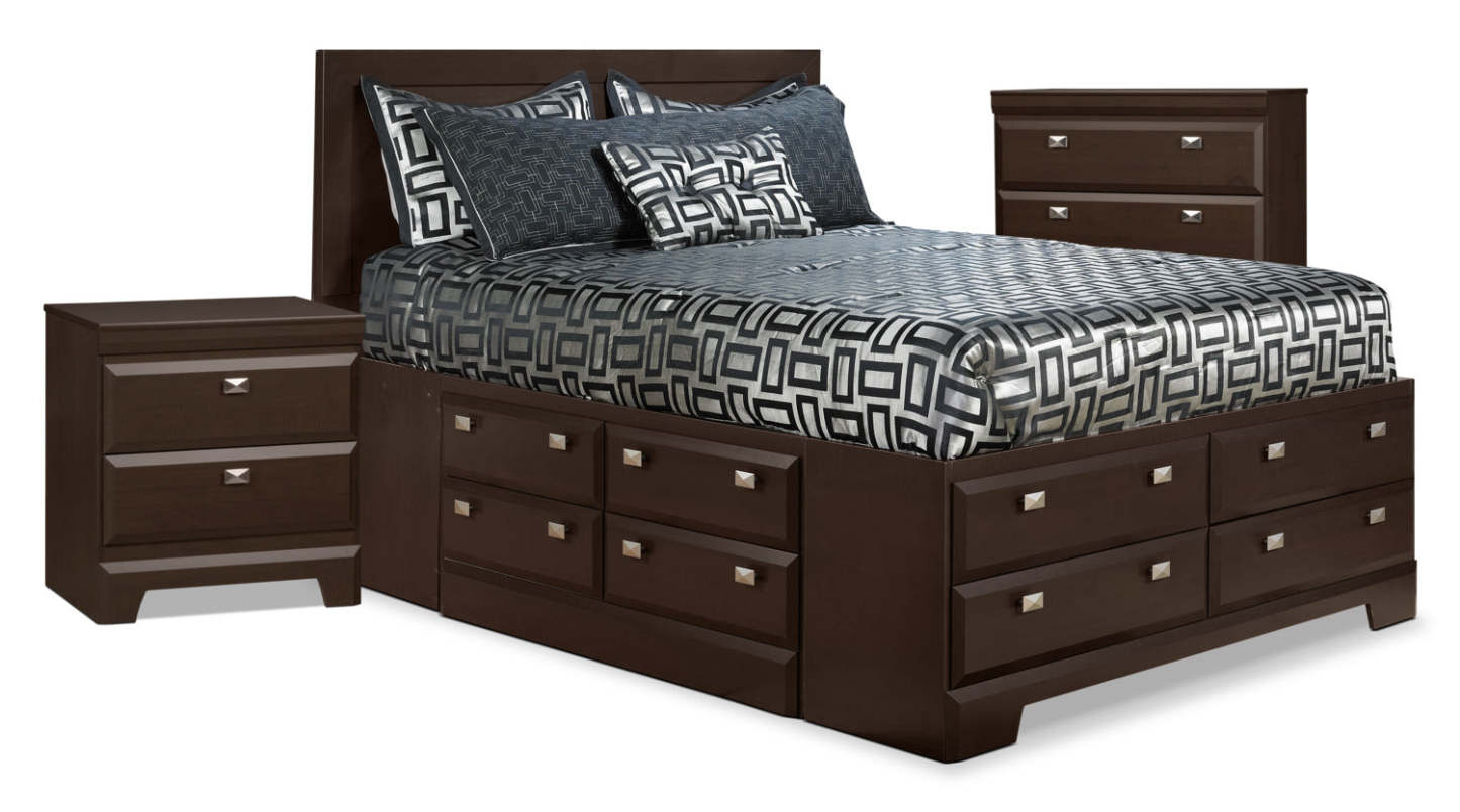 Yorkdale 5-Piece Full Storage Bedroom Package with Chest and Nightstand|Ensemble de chambre à coucher Yorkdale 5 pièces avec coffre et table de nuit