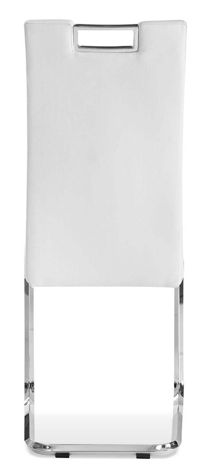 Chaise de salle à manger Tuxedo avec tissu en cuir végétalien, métal - Blanc | Chaise de salle à manger Tuxedo en tissu de cuir végétalien et en métal - blanche