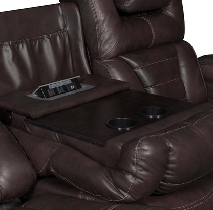 Hugo 84 Genuine Leather Power Reclining Sofa with Power Headrests, Dual Cupholders and USB Ports - Brown | Sofa à inclinaison électrique Hugo de 84 po en cuir véritable avec appuie-têtes électriques, 2 porte-gobelets et ports USB - brun