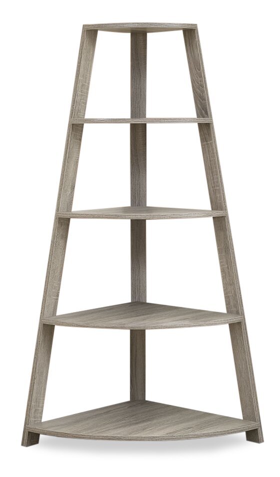 Bibliothèque d'angle Ana 24 po avec 4 tablettes ouvertes - Taupe foncé|Bibliothèque en coin Ana de 24 po avec 4 tablettes ouvertes - taupe foncé