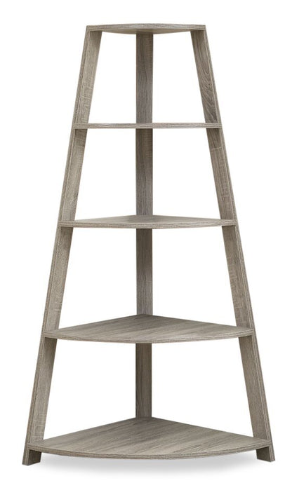 Bibliothèque d'angle Ana 24 po avec 4 tablettes ouvertes - Taupe foncé|Bibliothèque en coin Ana de 24 po avec 4 tablettes ouvertes - taupe foncé