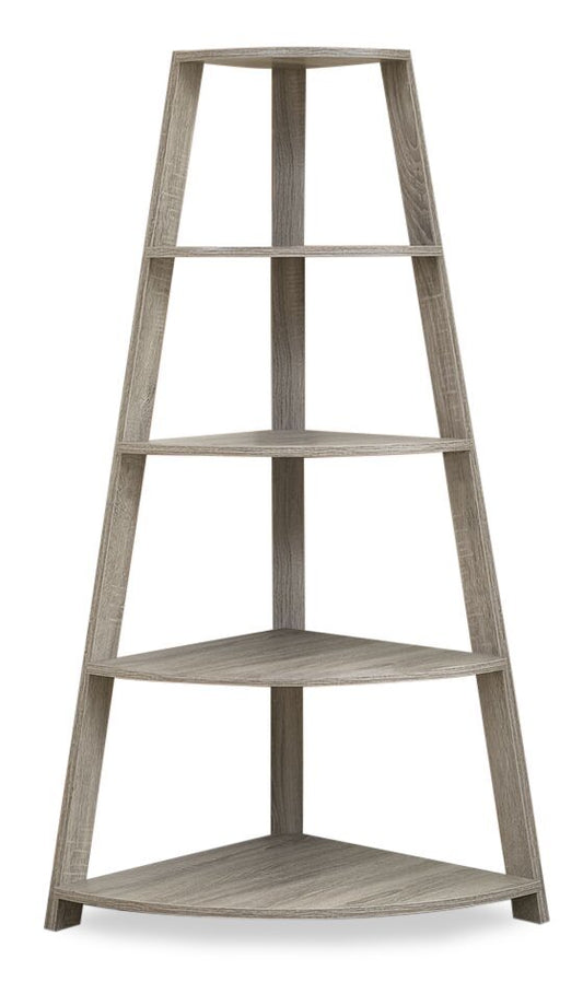 Bibliothèque d'angle Ana 24 po avec 4 tablettes ouvertes - Taupe foncé|Bibliothèque en coin Ana de 24 po avec 4 tablettes ouvertes - taupe foncé