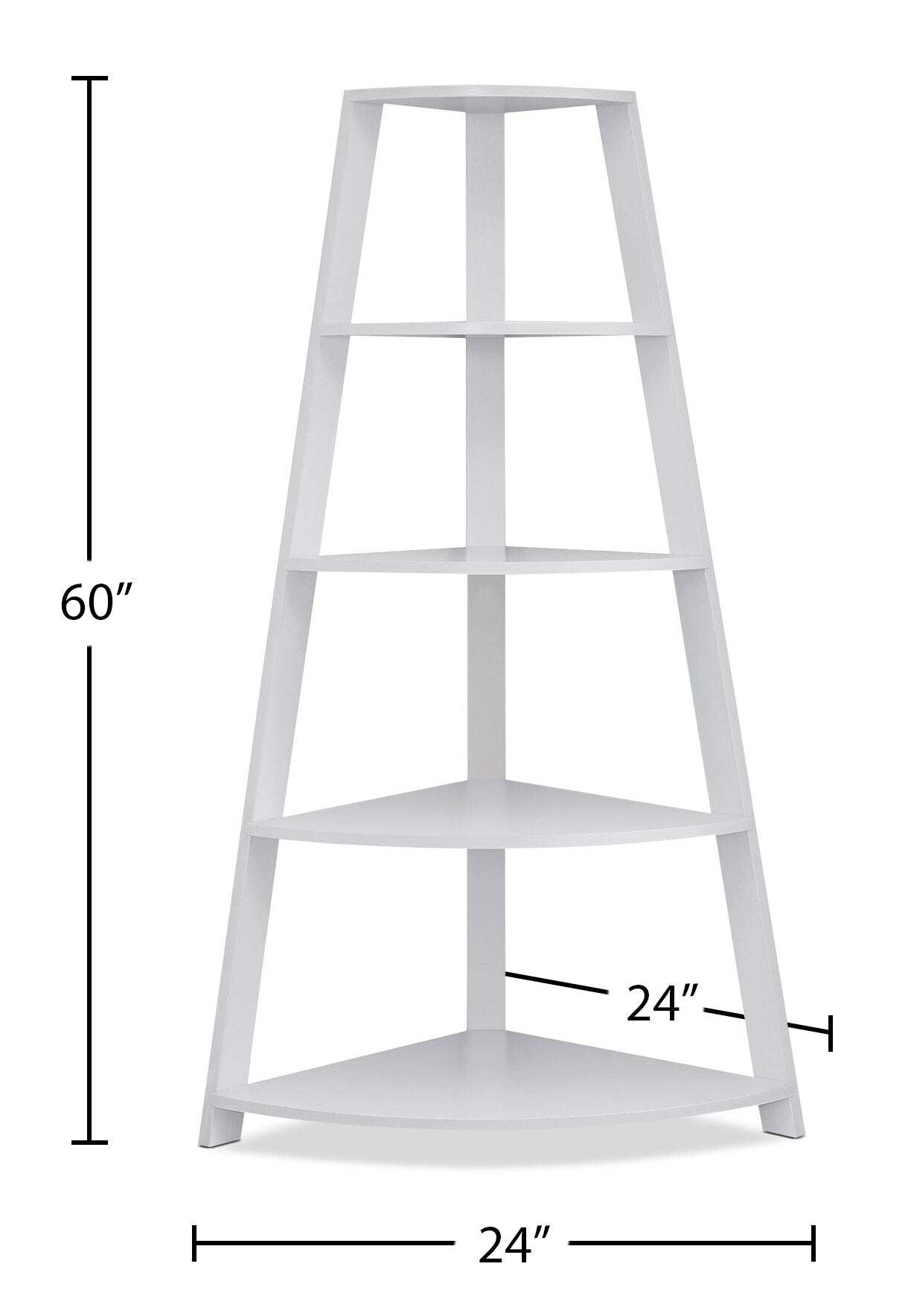 Bibliothèque d'angle Ana 24 avec 4 étagères ouvertes - Blanc|Bibliothèque en coin Ana de 24 po avec 4 tablettes ouvertes - blanche