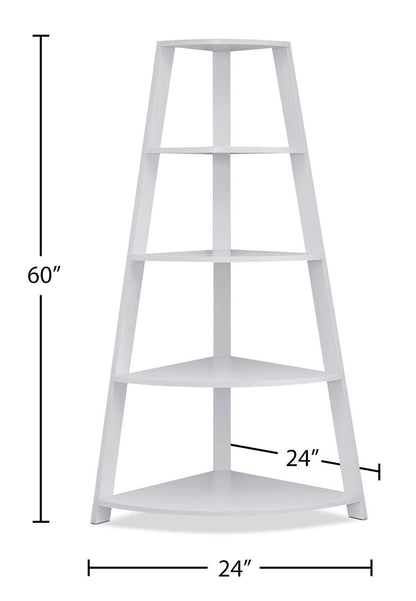 Bibliothèque d'angle Ana 24 avec 4 étagères ouvertes - Blanc|Bibliothèque en coin Ana de 24 po avec 4 tablettes ouvertes - blanche