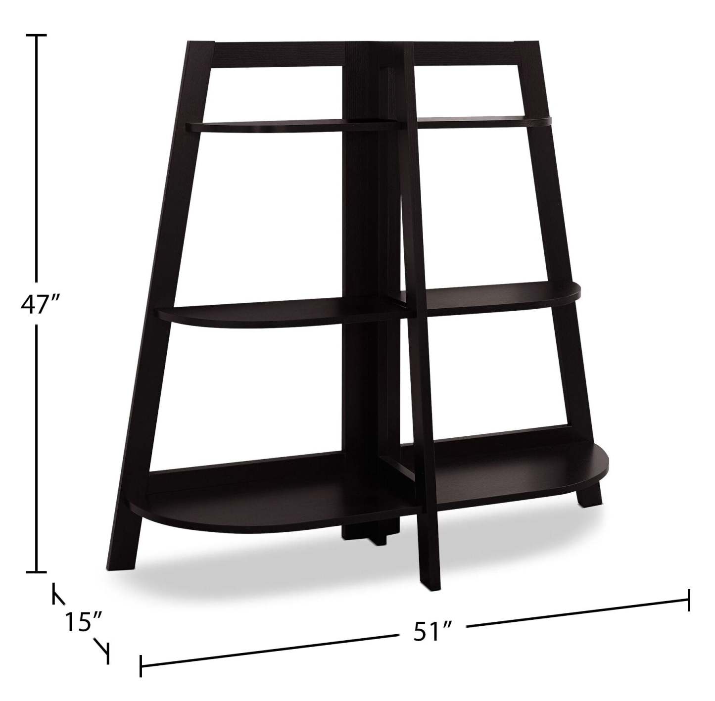 Aline 51 Bibliothèque 3 Etagères Ouvertes - Cappuccino|Bibliothèque en coin Aline de 51 po avec 3 tablettes ouvertes - cappuccino