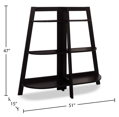 Aline 51 Bibliothèque 3 Etagères Ouvertes - Cappuccino|Bibliothèque en coin Aline de 51 po avec 3 tablettes ouvertes - cappuccino