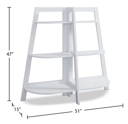 Aline 51 Bibliothèque 3 étagères ouvertes - Blanc|Bibliothèque en coin Aline de 51 po avec 3 tablettes ouvertes - blanche