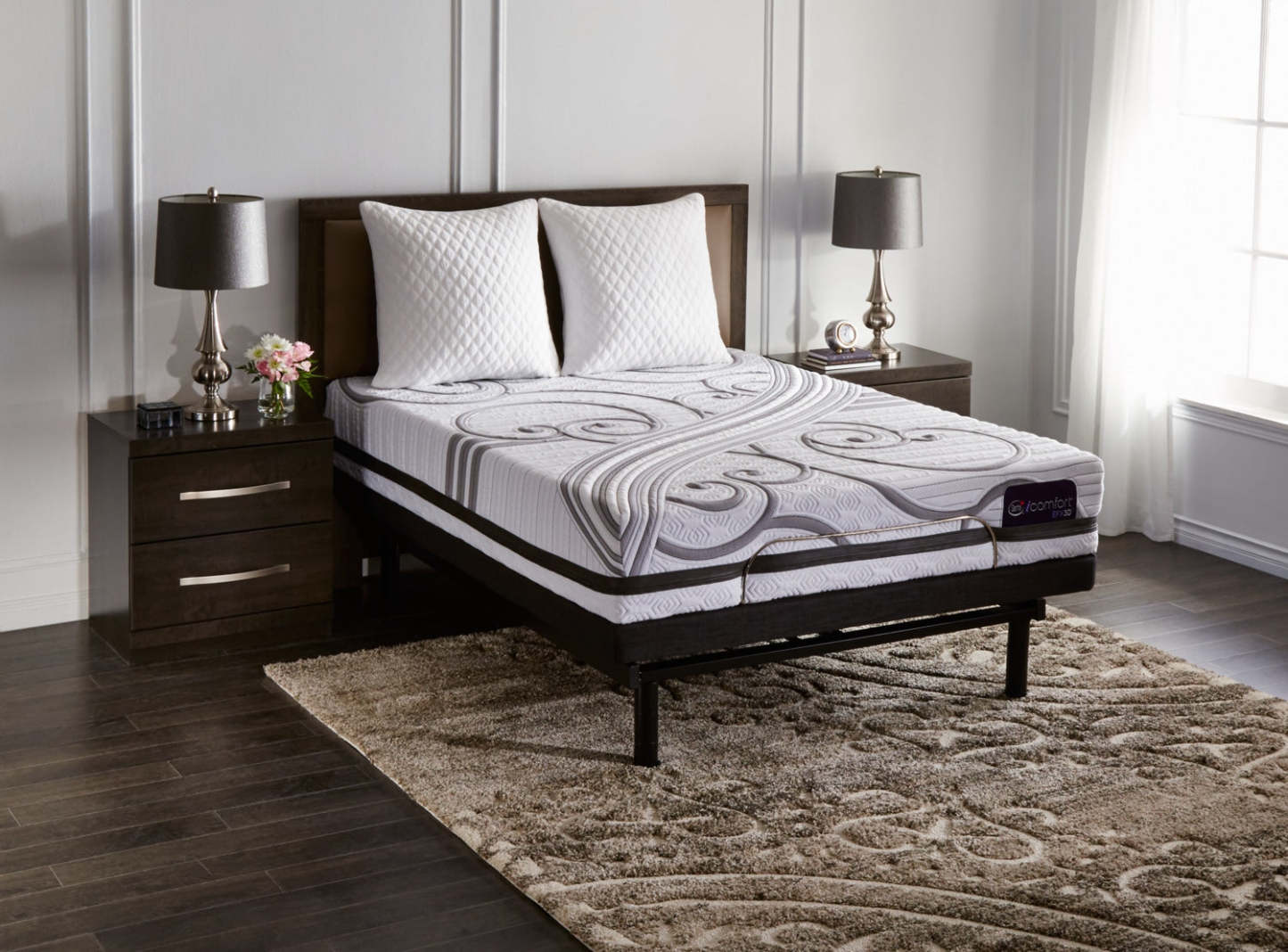 Matelas Gravati iComfort EFX3D pour lit simple très long avec base ajustable Motion Essentials 3