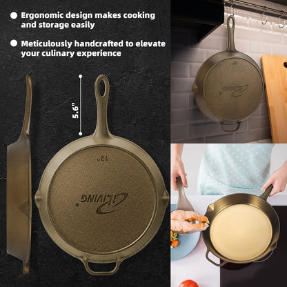 Poêle en fonte polie miroir iLiving Seasoned Modern Heirloom 12 (2,7/3,7 L)