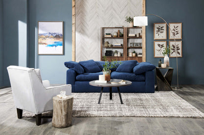 Eclipse Modular 86 Linen-Look Fabric Loveseat with Reversible Feather Down Cushions - Navy Blue | Causeuse modulaire Eclipse de 86 po en tissu d’apparence lin avec coussins réversibles en duvet et plumes - bleu marine