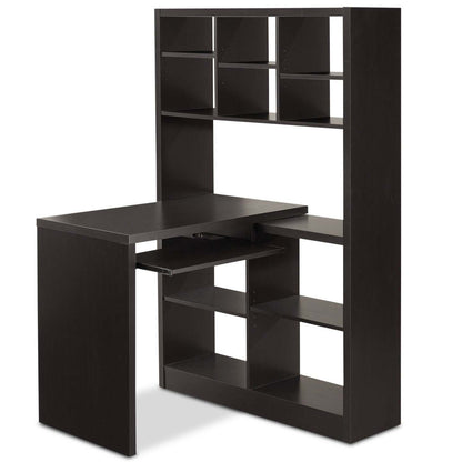 Bureau réversible Mollie 35,5 avec bibliothèque ouverte - Espresso |Bureau réversible Mollie de 35,5 po avec bibliothèque ouverte - espresso