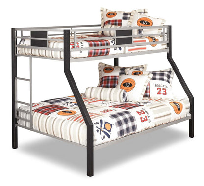 Lits superposés Dinsmore en métal pour enfants avec échelle et garde-corps, noir et gris - simple et…