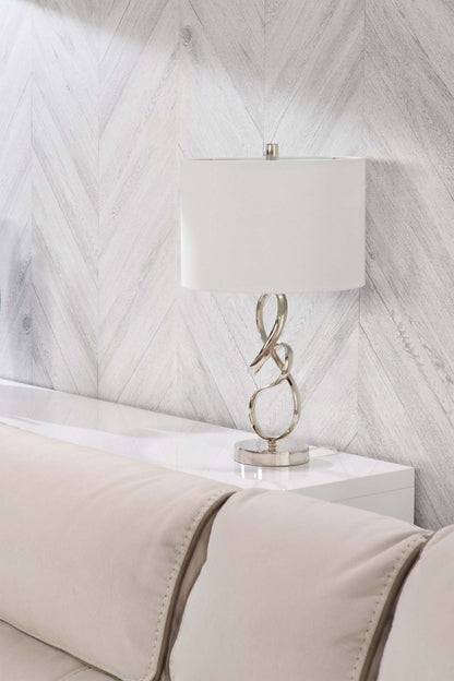 26 Chrome Swirl Table Lamp|Lampe de table de 26 po en chrome avec motif en spirale