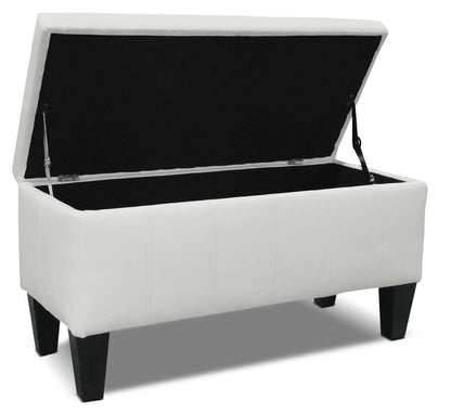 Jackson 40 Storage Ottoman - White Faux Leather|Pouf de rangement Jackson de 40 po - similicuir blanc