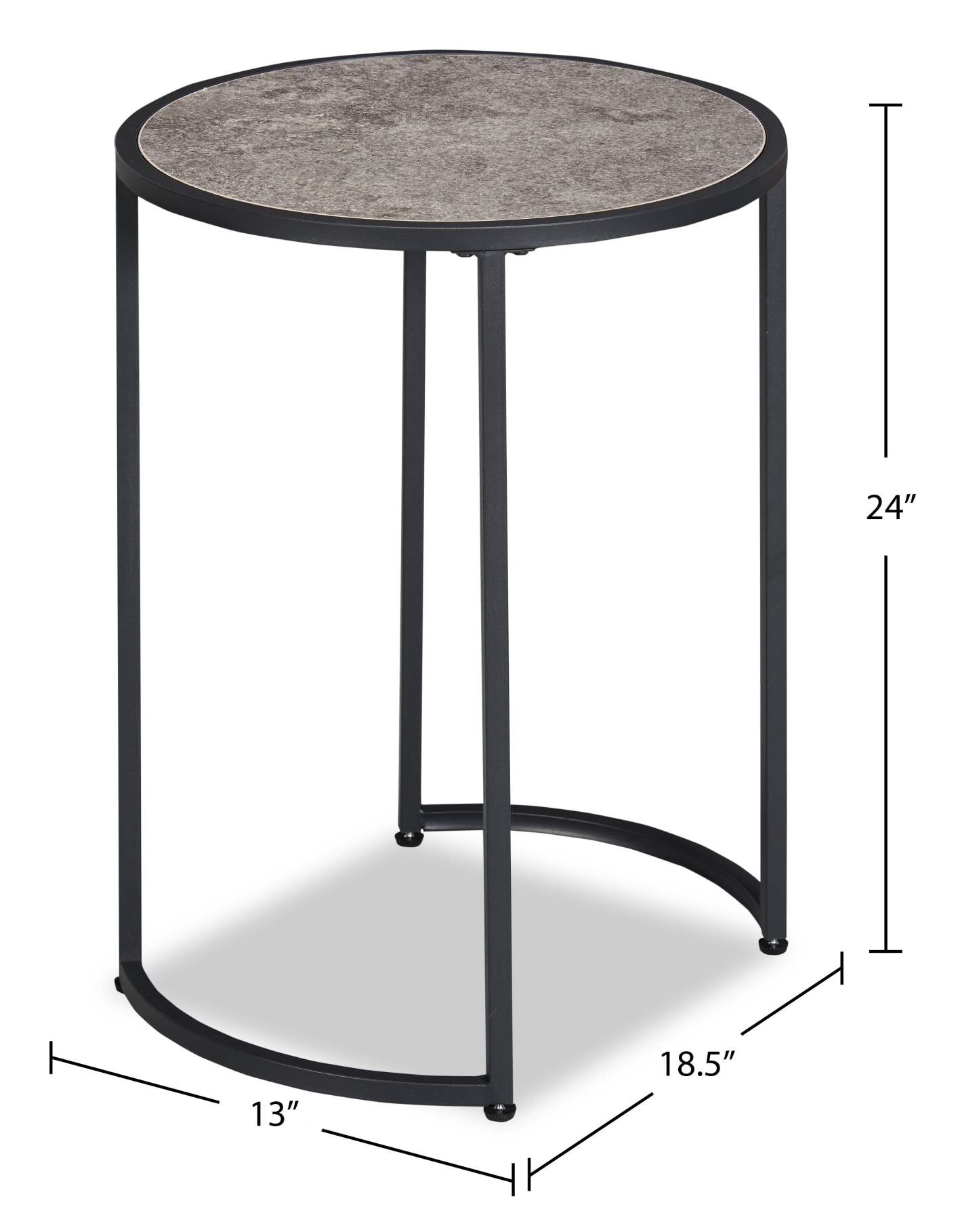 Jacki 18.25 Chairside Table - Grey Stone-Look|Table de fauteuil Jacki de 18,25 po - apparence pierre grise