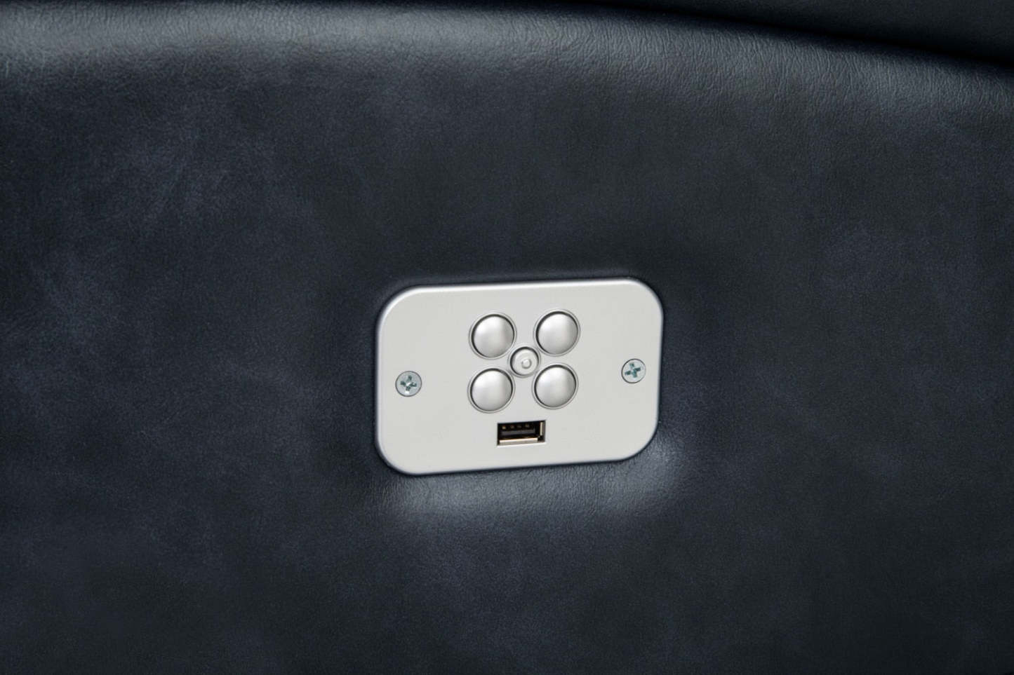 Causeuse à inclinaison électrique Kory en tissu apparence cuir – bleu foncé