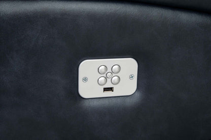 Causeuse à inclinaison électrique Kory en tissu apparence cuir – bleu foncé