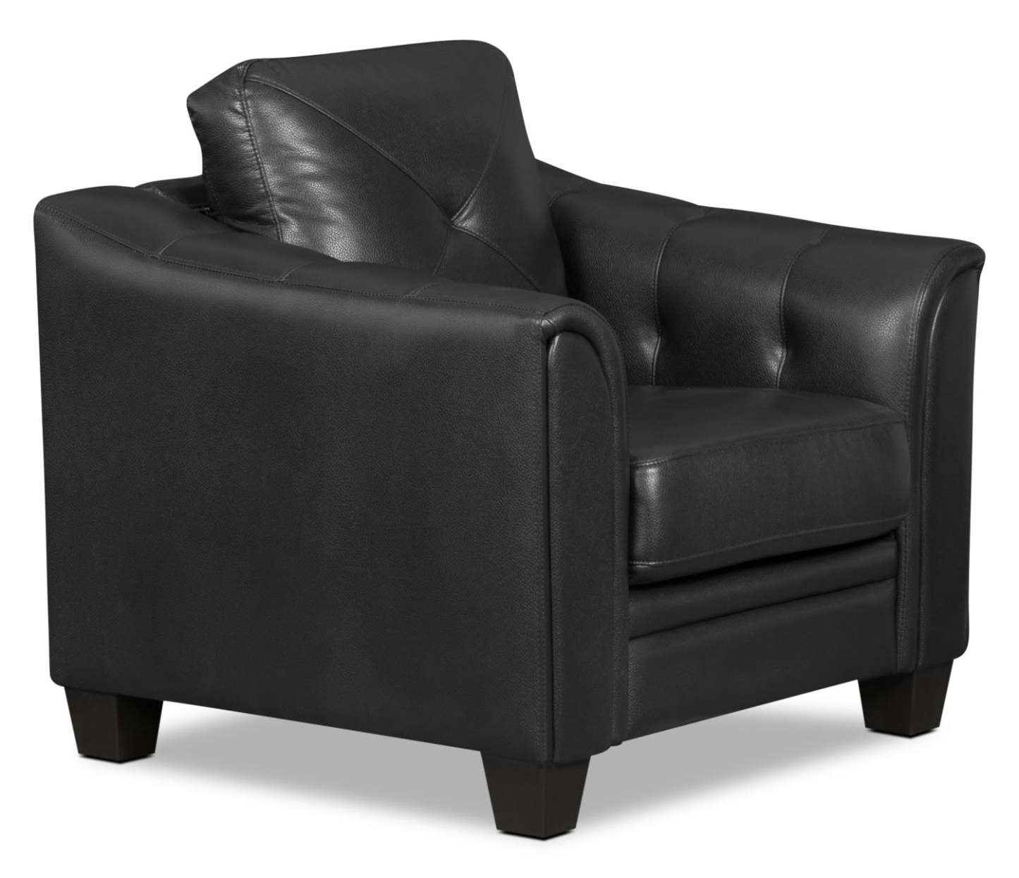 Canapé Andi 40 en tissu d'apparence cuir avec capitonnage de boutons - Noir | Canapé Andi de 40 po en tissu d'apparence cuir avec capitonnage - noir