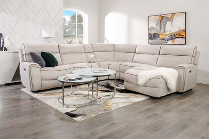 Josie 36 Glam Round Glass Top Nesting Coffee Tables - Grey Marble Look with Metal Legs|Tables à café gigognes rondes somptueuses Josie de 36 po avec dessus en verre - imitation de marbre gris avec pattes en métal