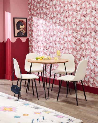 Table à manger Miya, bois d'acacia, métal, 36 W ronde - Naturel | Table de salle à manger ronde Miya de 36 po (L) en acacia et métal - naturel