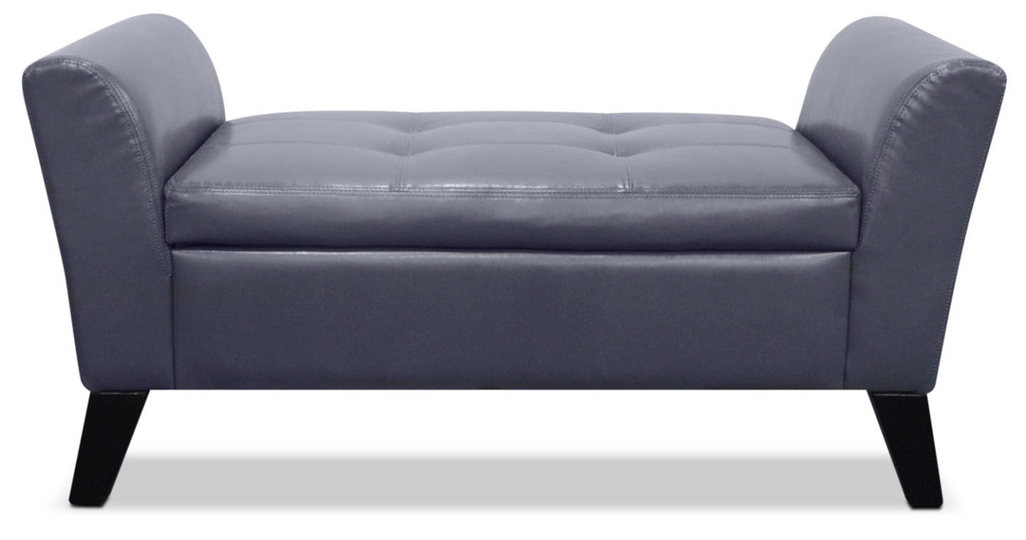 Bonn 44 Storage Ottoman - Grey Faux Leather|Pouf de rangement Bonn de 44 po - similicuir gris