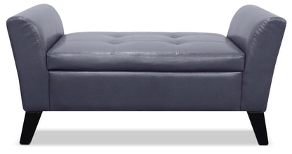 Bonn 44 Storage Ottoman - Grey Faux Leather|Pouf de rangement Bonn de 44 po - similicuir gris