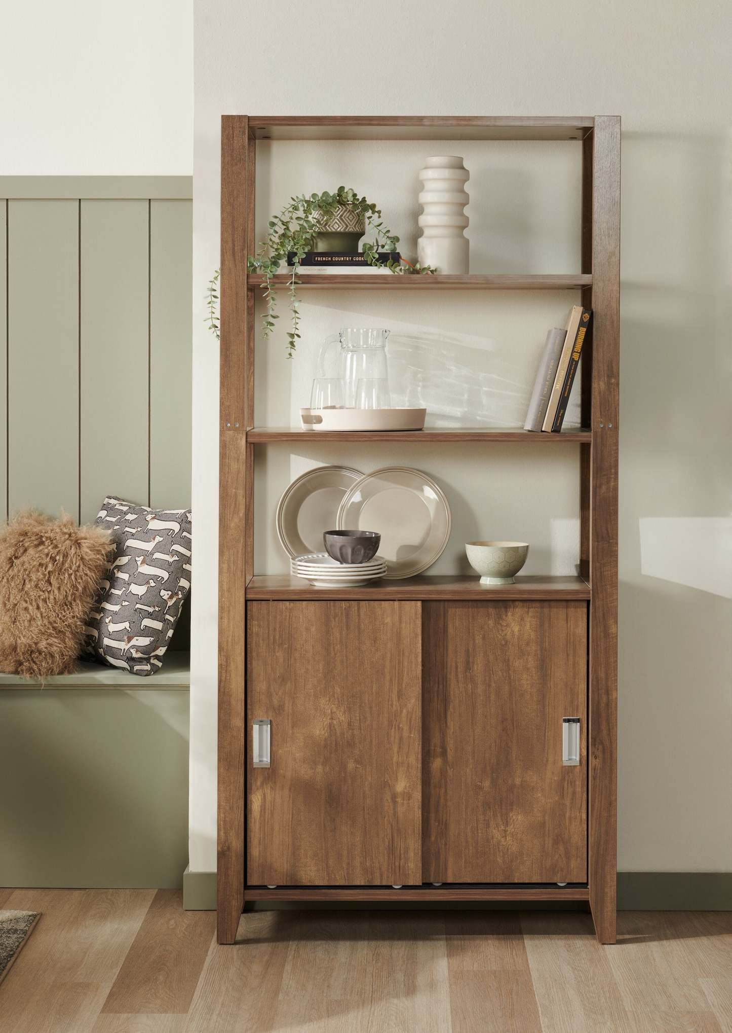 Bibliothèque Jude 36 3 étagères avec meuble - Noisette|Bibliothèque Jude de 36 po à 3 tablettes avec armoire - noisette