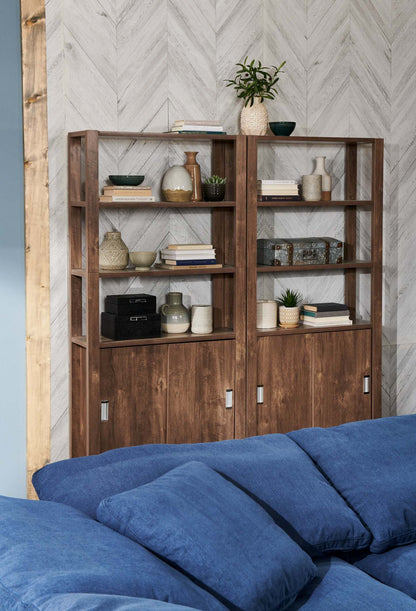 Bibliothèque Jude 36 3 étagères avec meuble - Noisette|Bibliothèque Jude de 36 po à 3 tablettes avec armoire - noisette